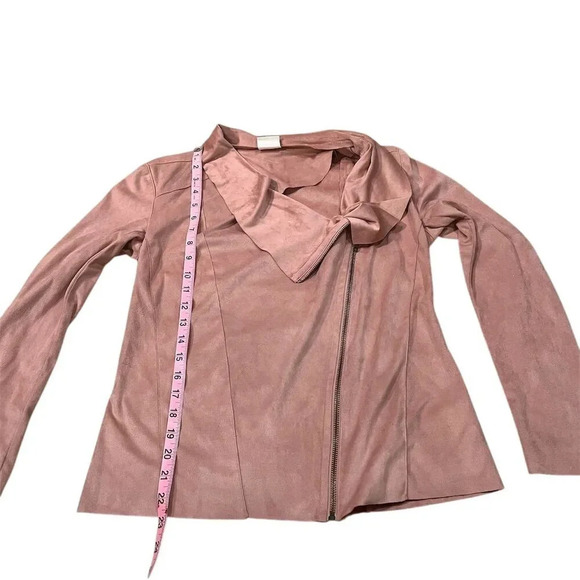 Mote Women's Drape Front Jacket Pink Size S Asymmetrical Zip Casual - Picture 3 of 9